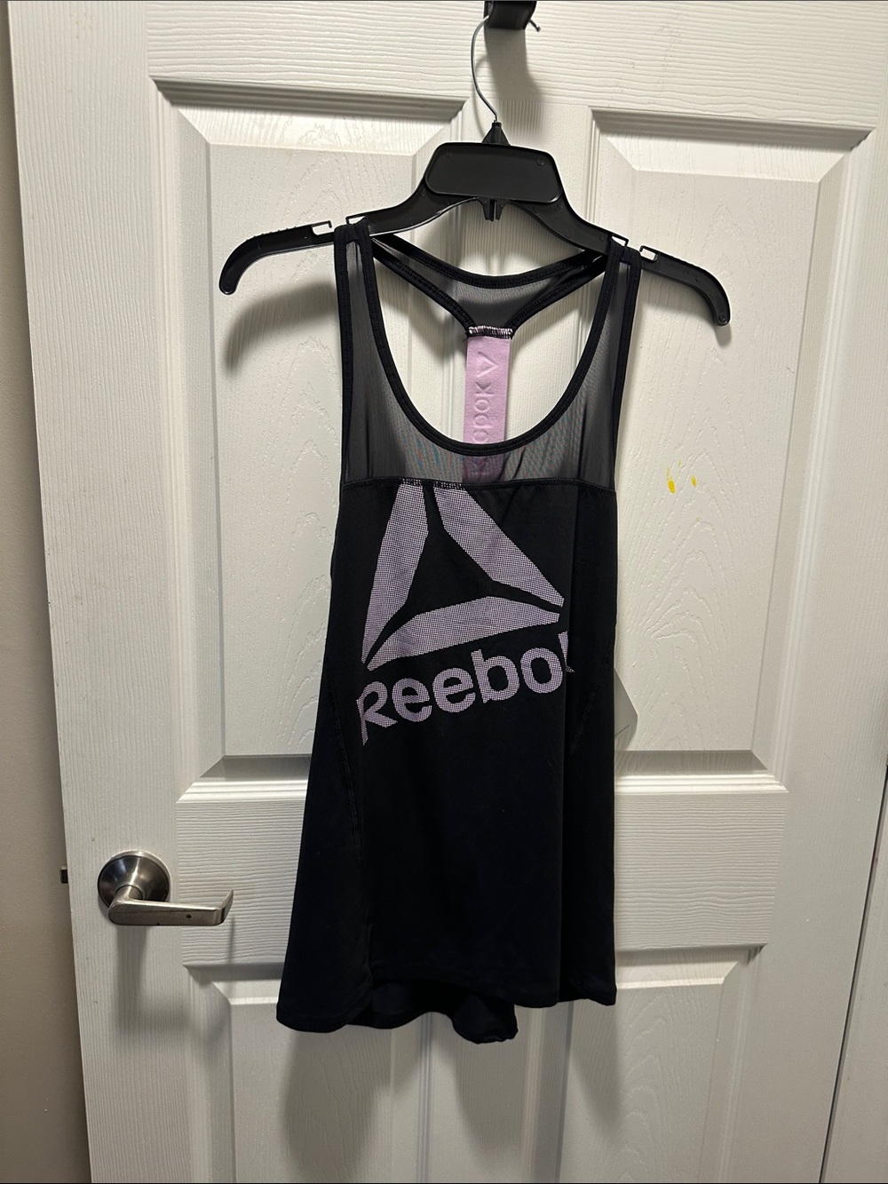 Reebok Black Tank with Lavender Logo Panel